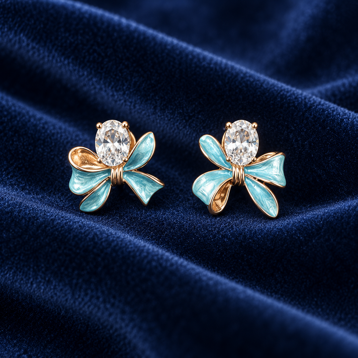925 Sterling Silver Women's Aqua Blue Floral Stud Earrings - Image 2