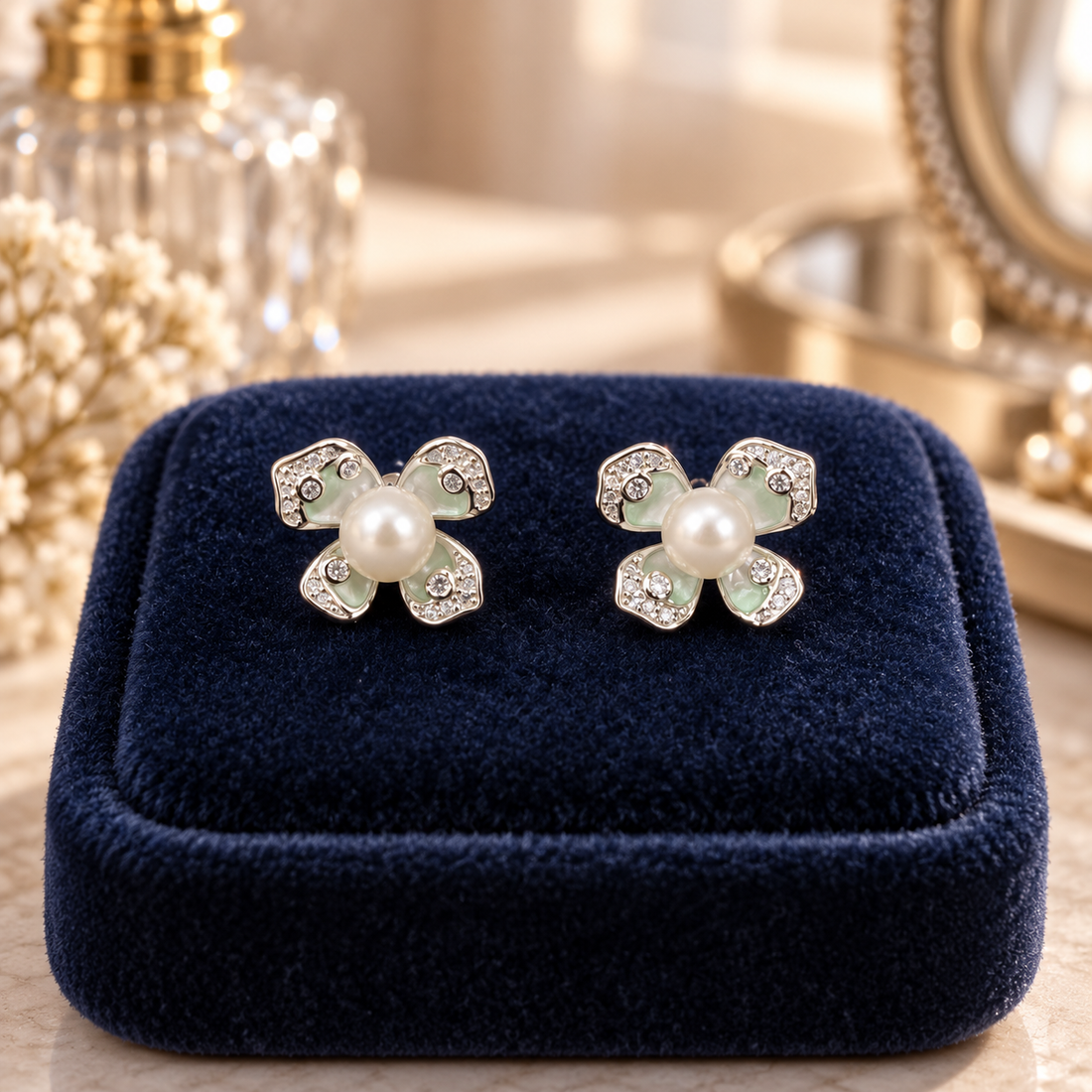 925 Sterling Silver Women's Pearl Flower Stud Earrings - Image 3