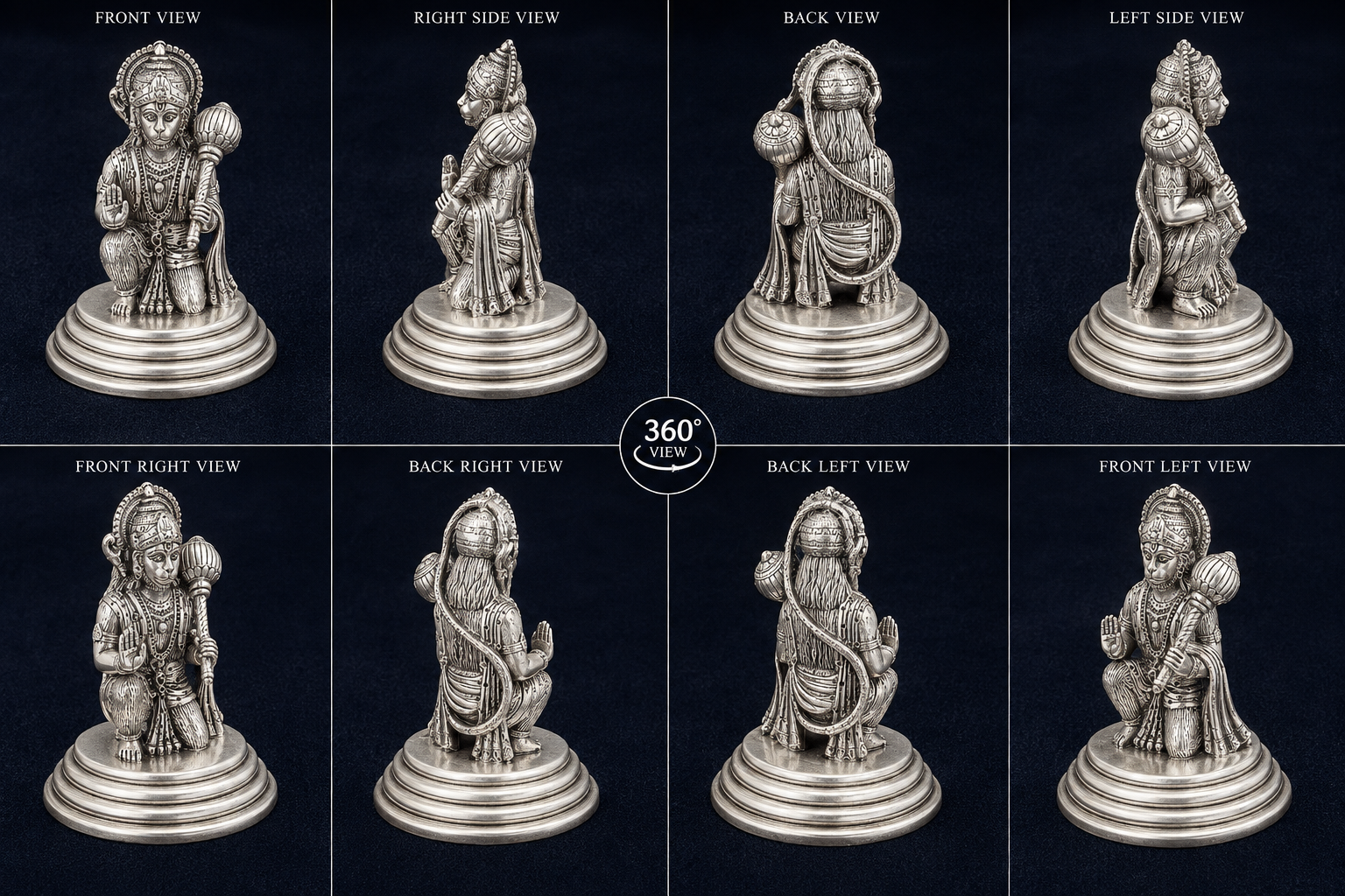 925 Sterling Silver Lord Hanuman Idol – Premium Detailed Silver Statue for Home Temple & Gifting - image 1