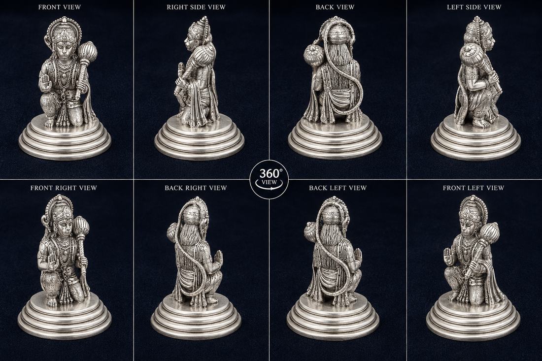 925 Sterling Silver Lord Hanuman Idol – Premium Detailed Silver Statue for Home Temple & Gifting - image 1
