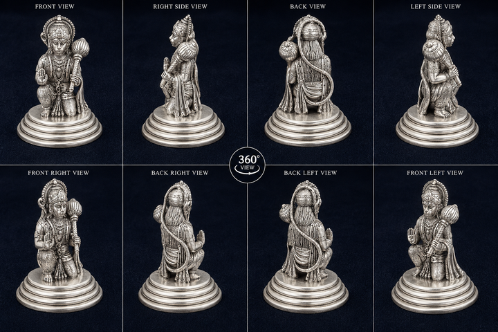 925 Sterling Silver Lord Hanuman Idol – Premium Detailed Silver Statue for Home Temple & Gifting - image 1