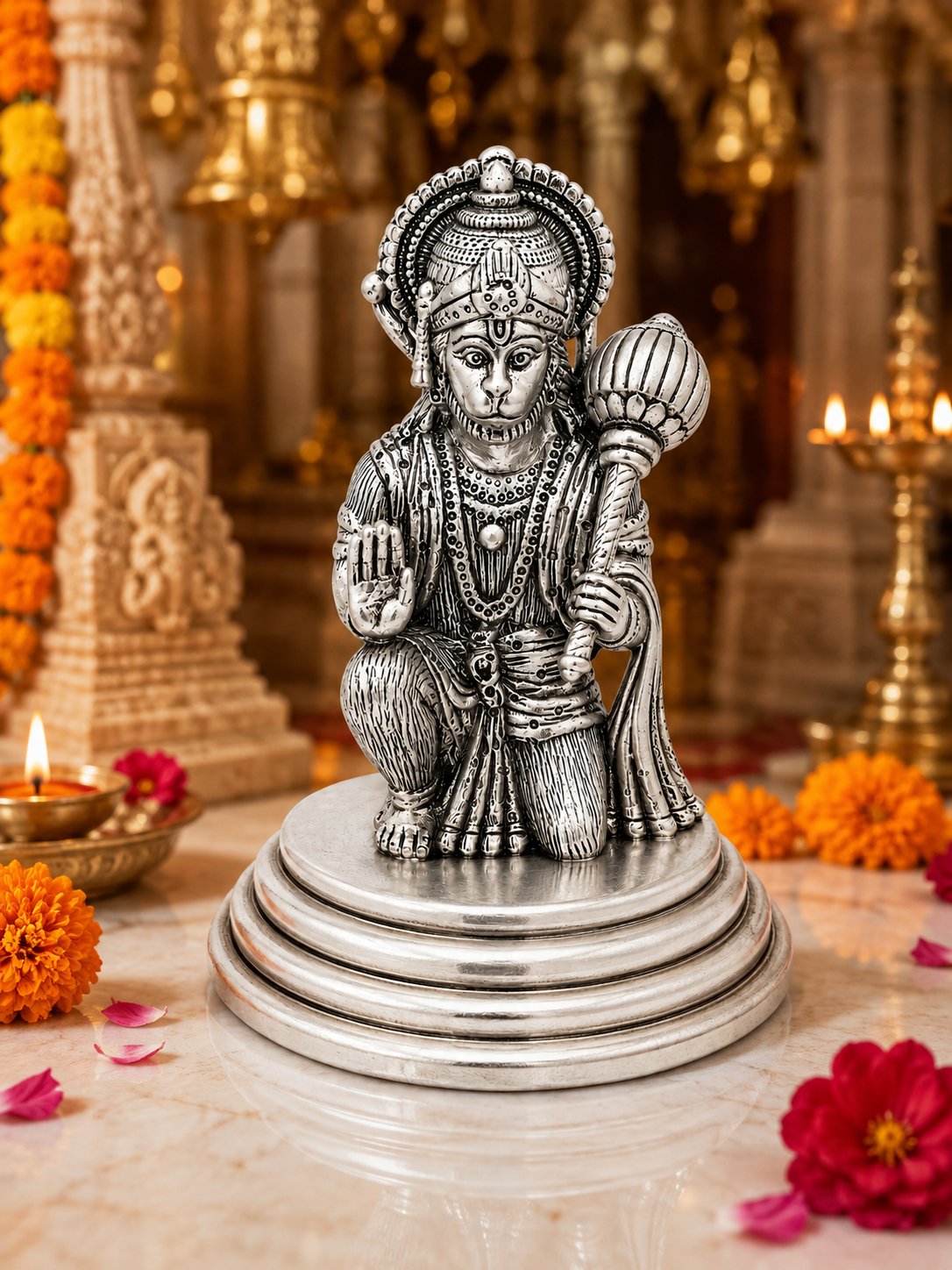 925 Sterling Silver Lord Hanuman Idol – Premium Detailed Silver Statue for Home Temple & Gifting - image 3