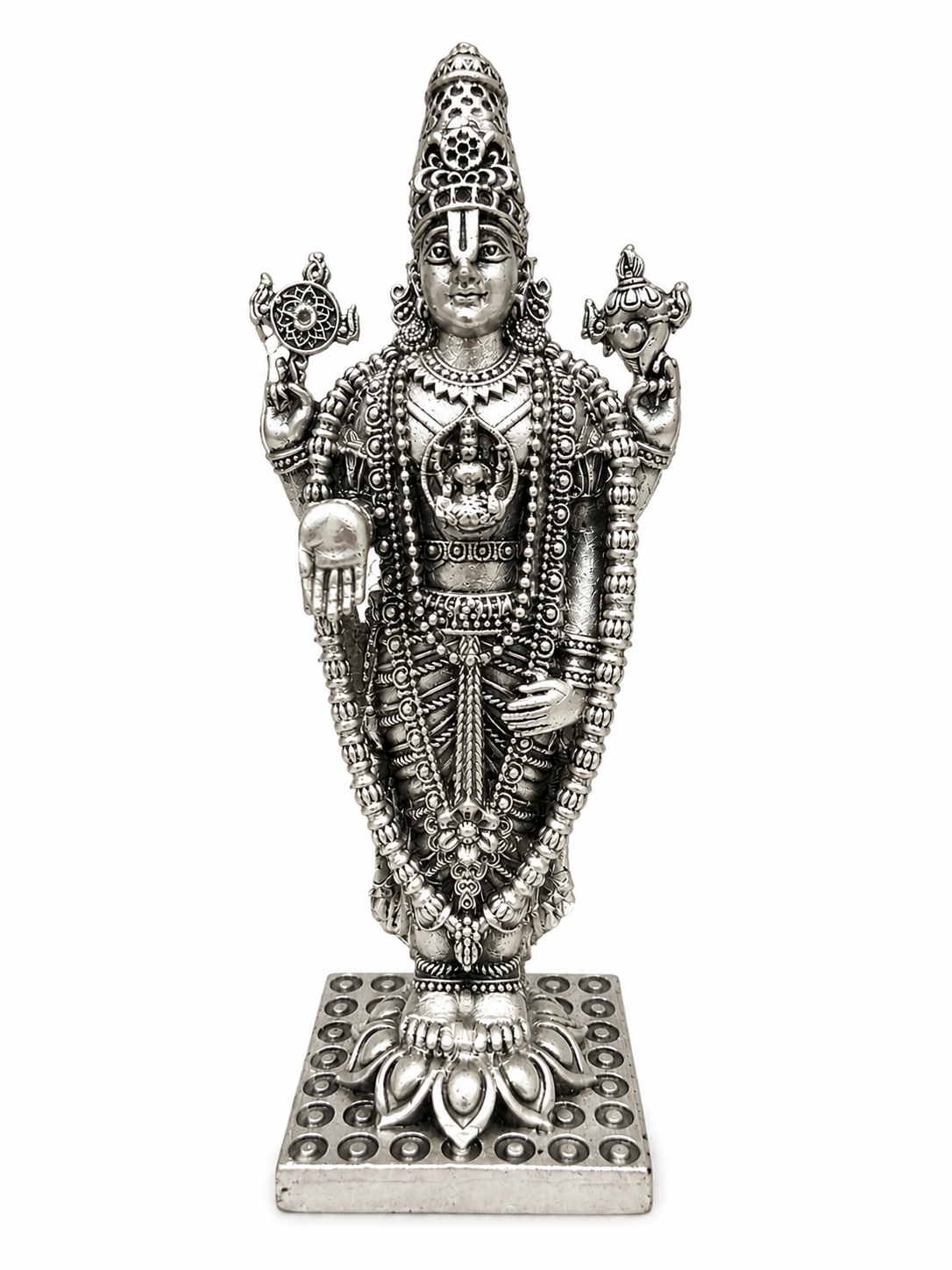 925 Sterling Silver Lord Vishnu Idol | Detailed Vishnu Murti for Home Temple, Pooja & Divine Gifting - image 3