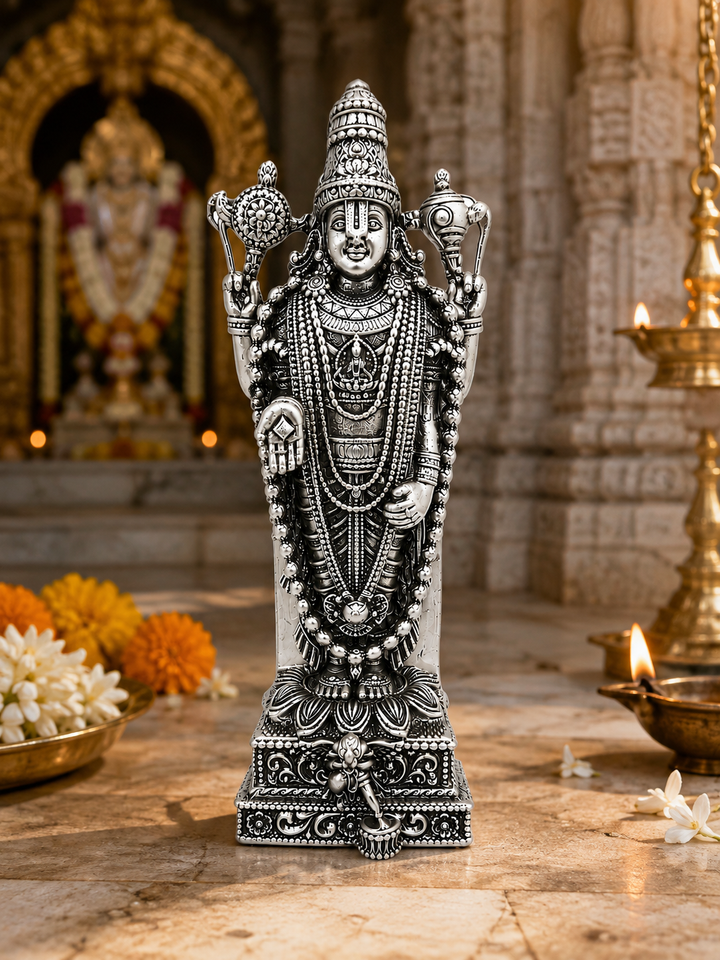 925 Sterling Silver Lord Vishnu Idol | Divine Venkateswara Murti for Home Temple, Pooja & Gifting - image 2