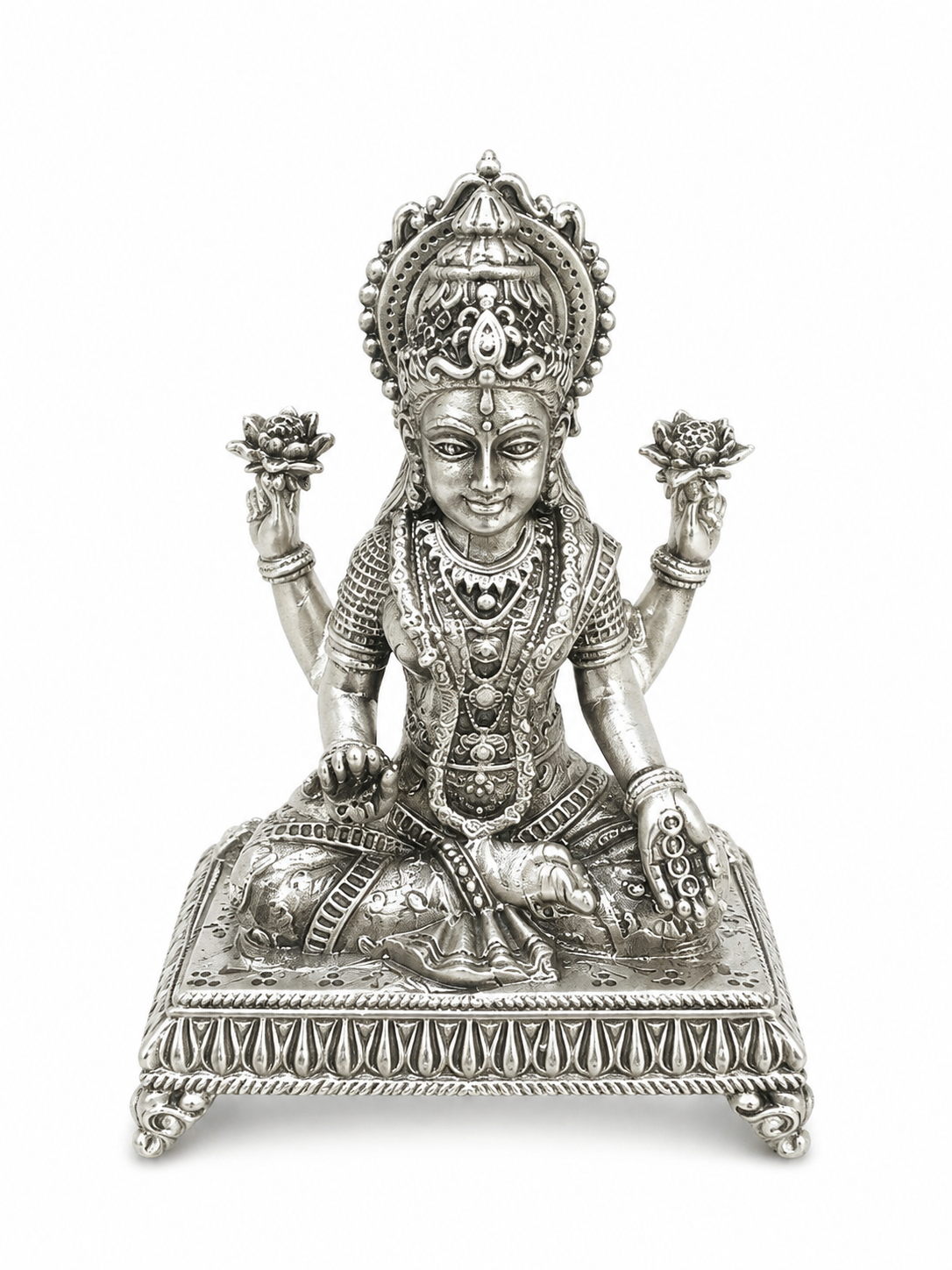 925 Sterling Silver Goddess Lakshmi Idol | Handcrafted Laxmi Mata Murti for Pooja, Home Temple & Gifting - image 2
