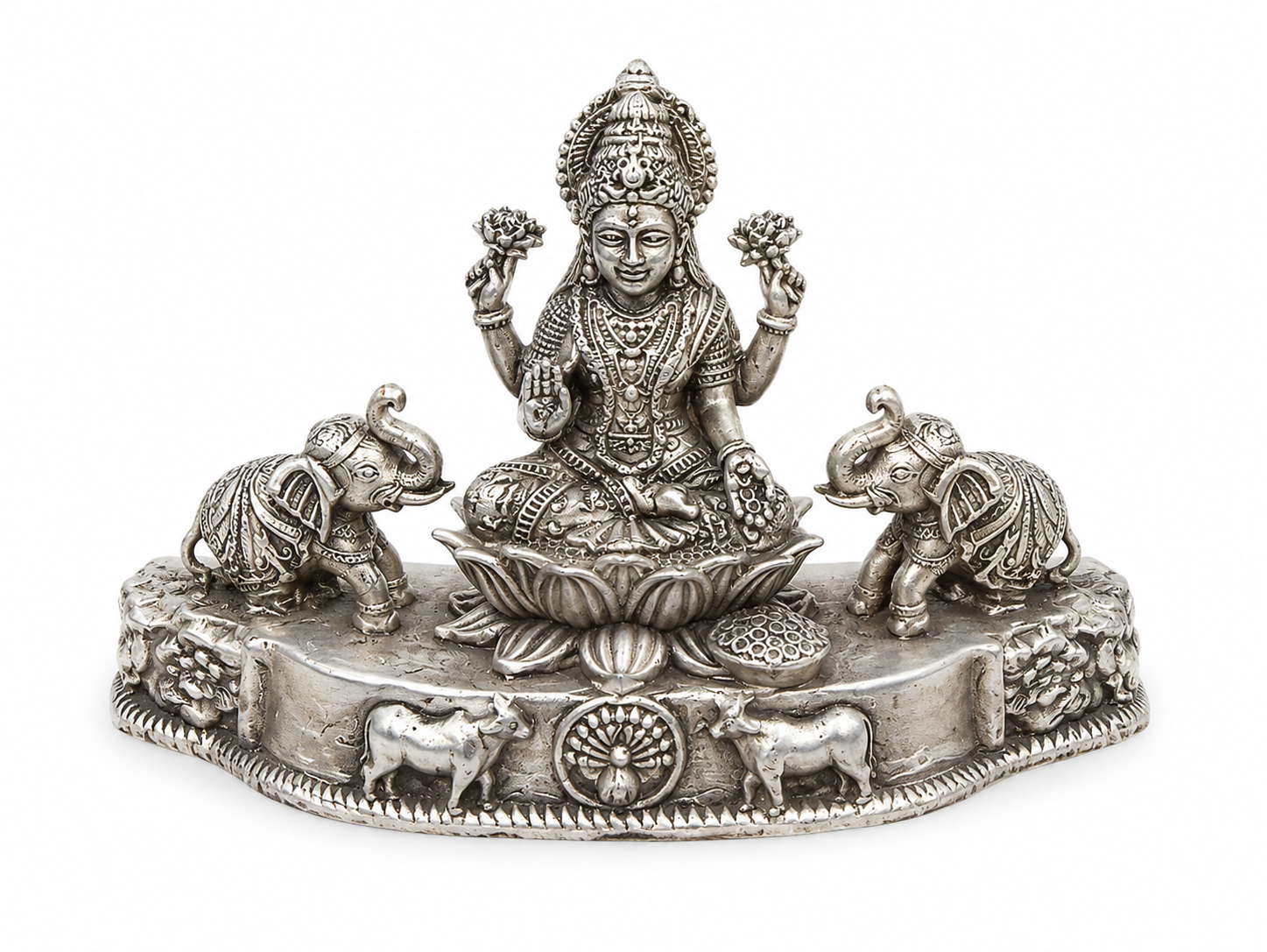 925 Sterling Silver Goddess Lakshmi Idol with Elephants | Premium Silver Lakshmi Murti for Pooja, Home, Office & Gifting - image 3