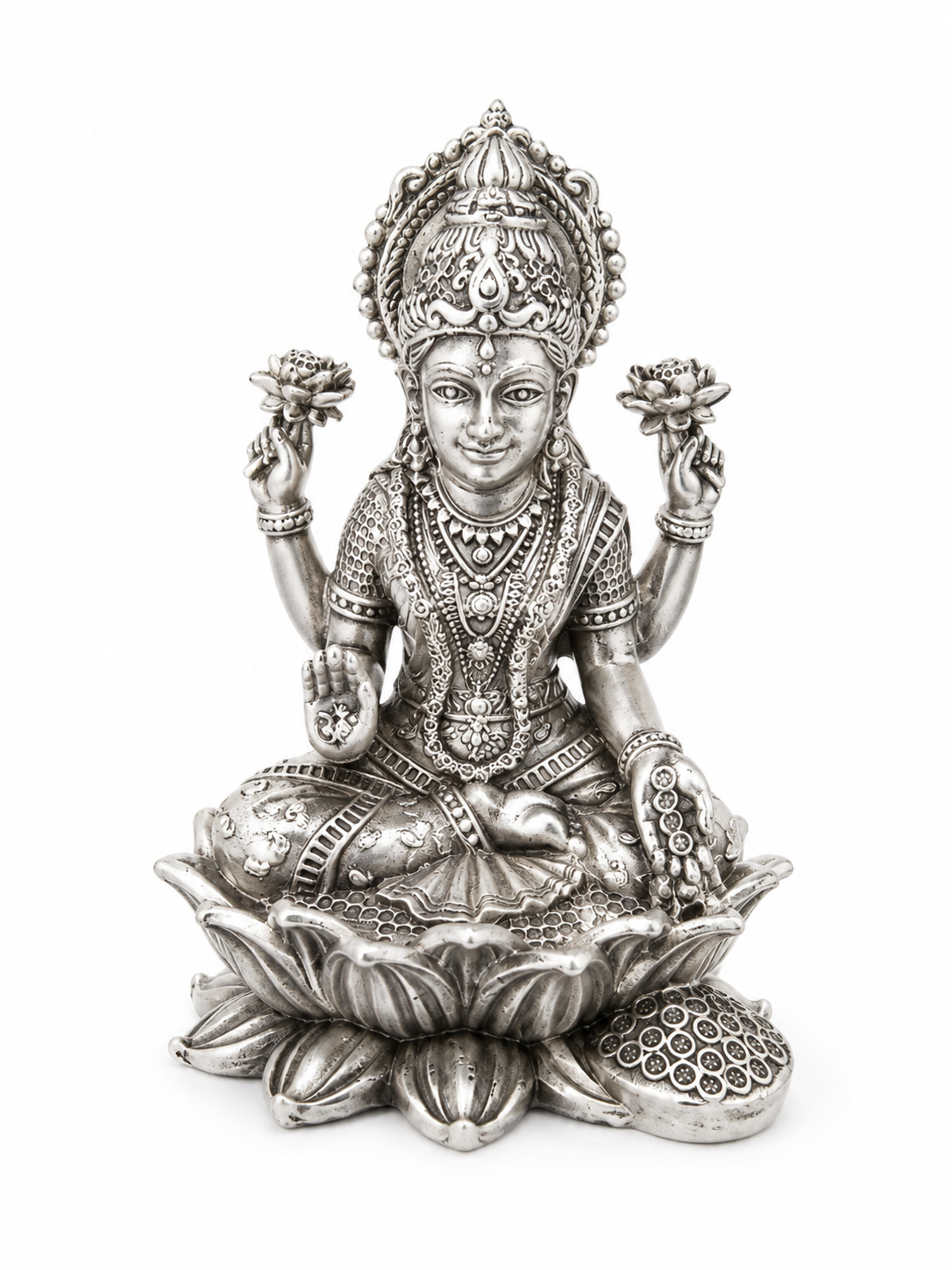 925 Sterling Silver Goddess Lakshmi Idol – Exquisite Religious Idol for Pooja, Home Décor & Gifting | 90 Grams | 4 × 6 cm - image 3