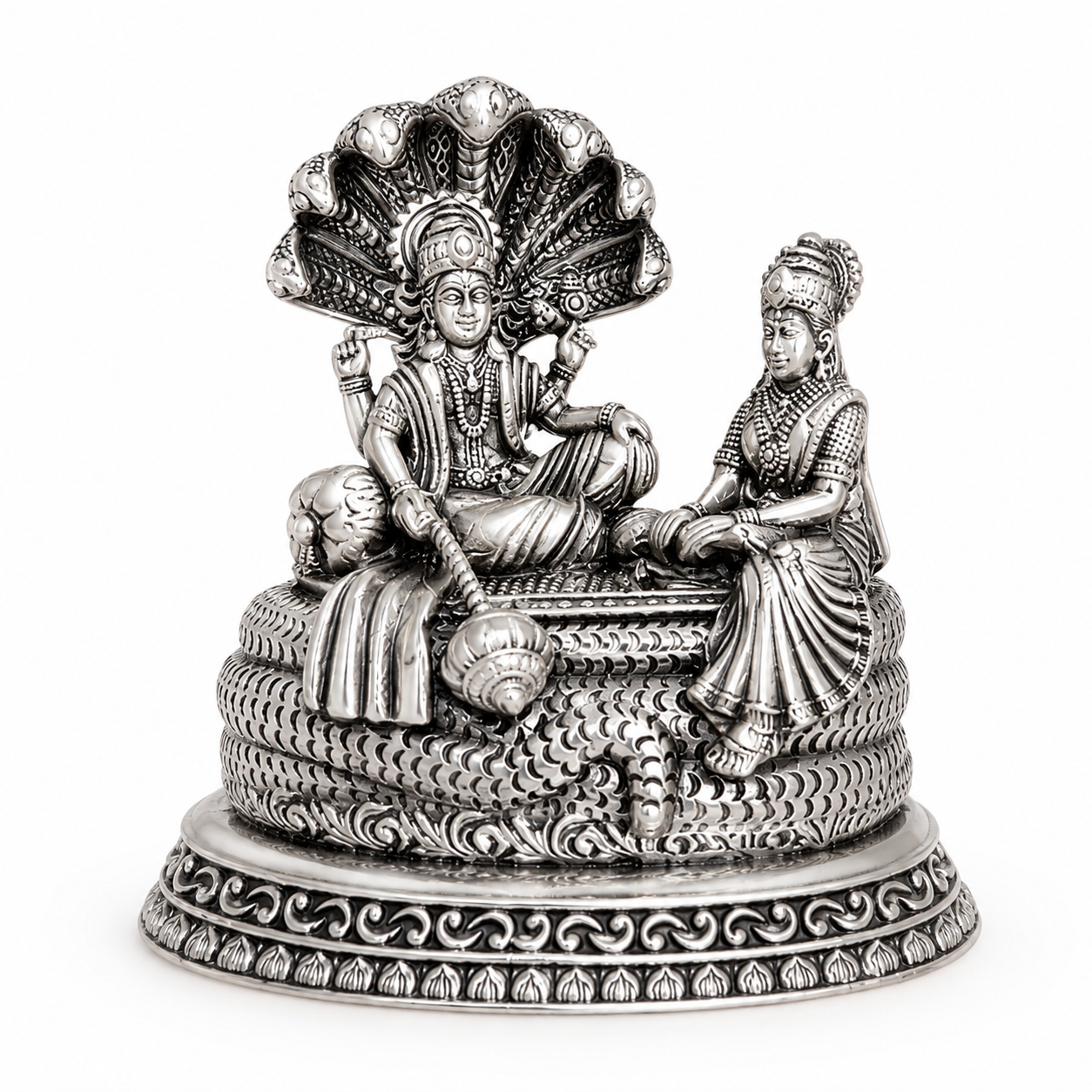 925 Sterling Silver Lord Vishnu with Lakshmi Idol – Divine Pooja & Gifting Murti - image 1