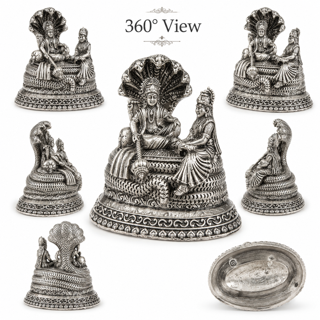 925 Sterling Silver Lord Vishnu with Lakshmi Idol – Divine Pooja & Gifting Murti - image 2