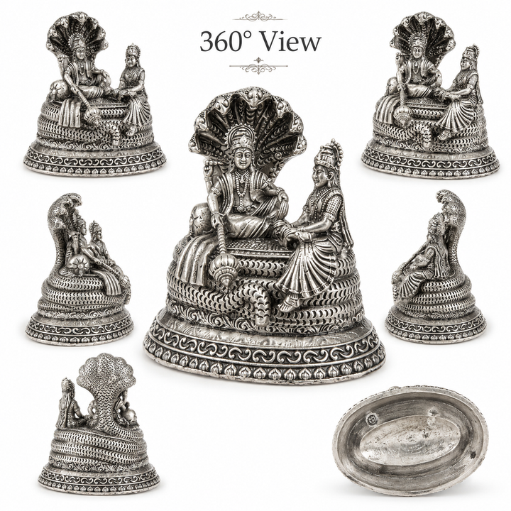 925 Sterling Silver Lord Vishnu with Lakshmi Idol – Divine Pooja & Gifting Murti - image 2