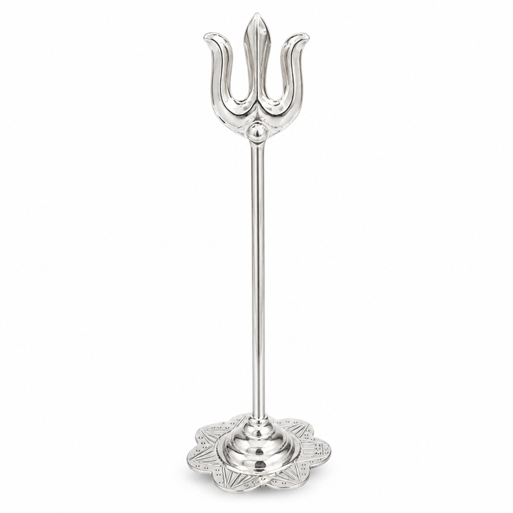 925 Sterling Silver Trishul Idol with Decorative Base – Home Temple & Gifting - image 1