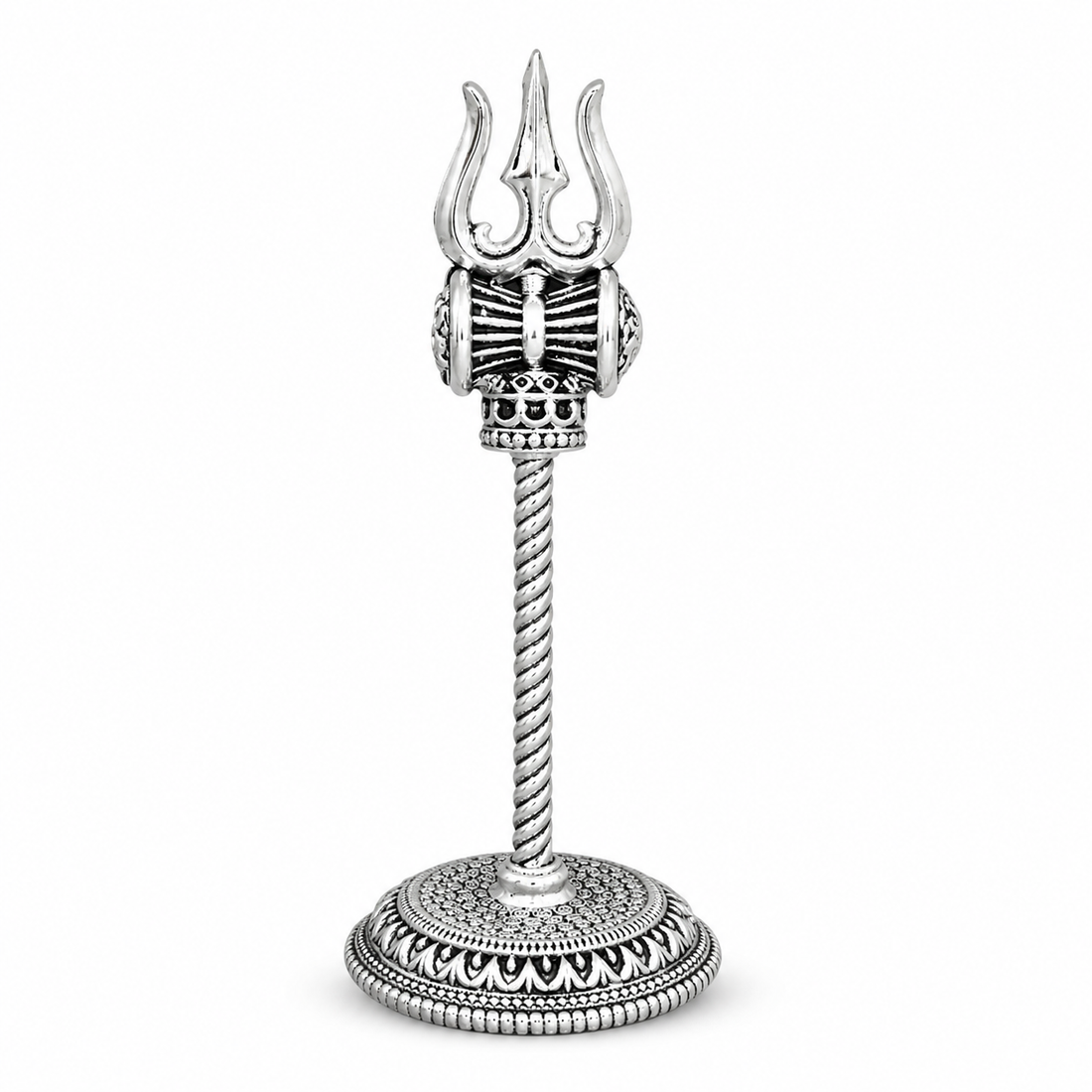 925 Sterling Silver Trishul Idol with Damru Detail – Home Temple & Pooja - image 1