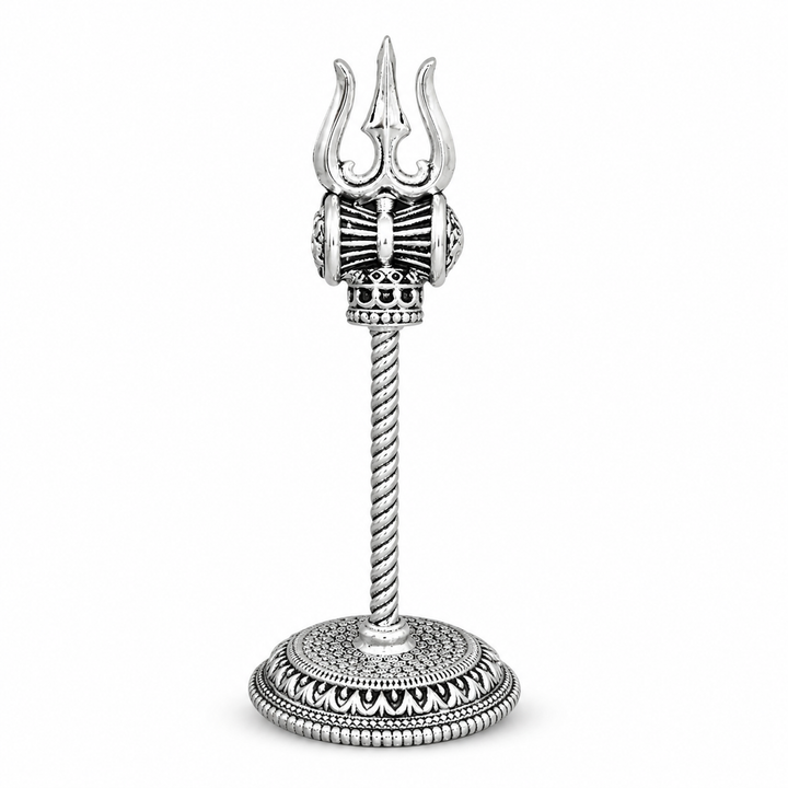 925 Sterling Silver Trishul Idol with Damru Detail – Home Temple & Pooja - image 1