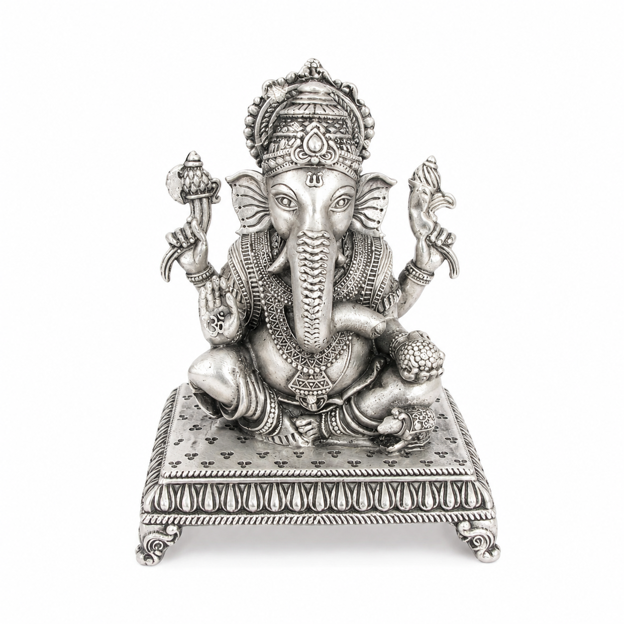 925 Sterling Silver Ganesha Idol on Ornate Pedestal – Pooja & Gifting - image 1