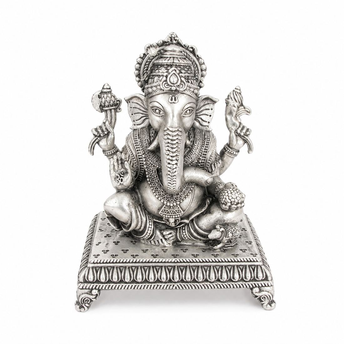 925 Sterling Silver Ganesha Idol on Decorative Base – Home Temple & Gifting - image 1