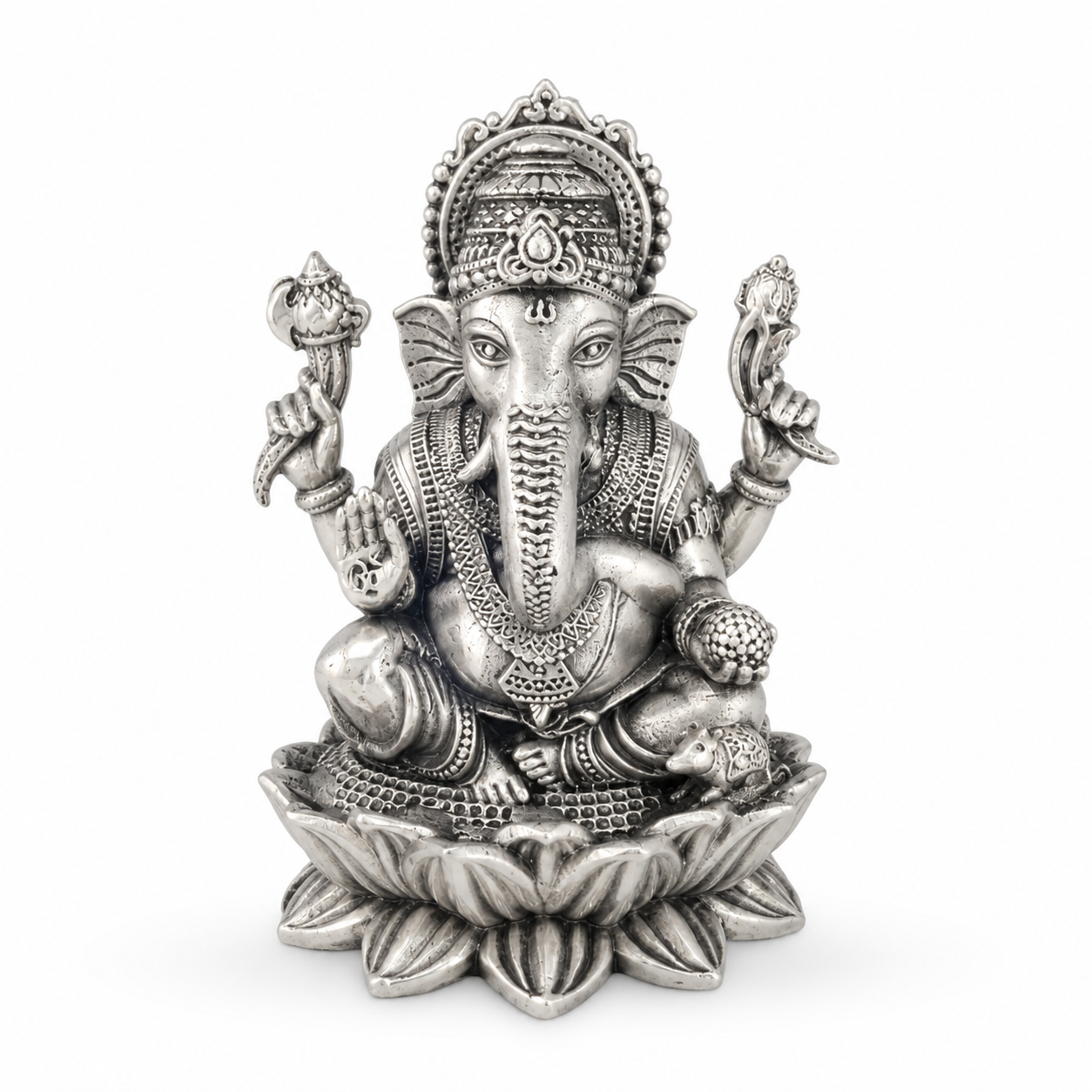 925 Sterling Silver Ganesha Idol on Lotus Base – Pooja & Home Temple - image 1