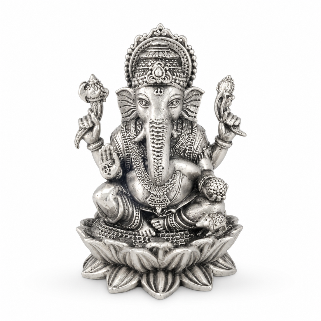 925 Sterling Silver Ganesha Idol on Lotus Base – Premium Pooja & Gifting Murti - image 1