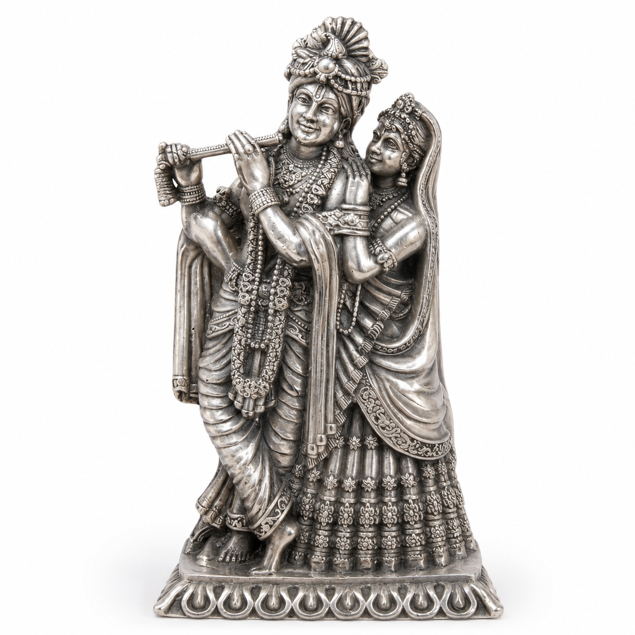 925 Sterling Silver Radha Krishna Idol with Flute – Premium Home Temple & Gifting - image 1