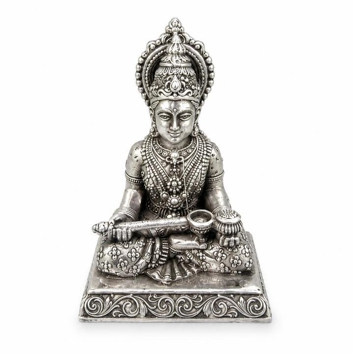 925 Sterling Silver Goddess Annapurna Idol – Traditional Devi Murti for Pooja & Gifting - image 1