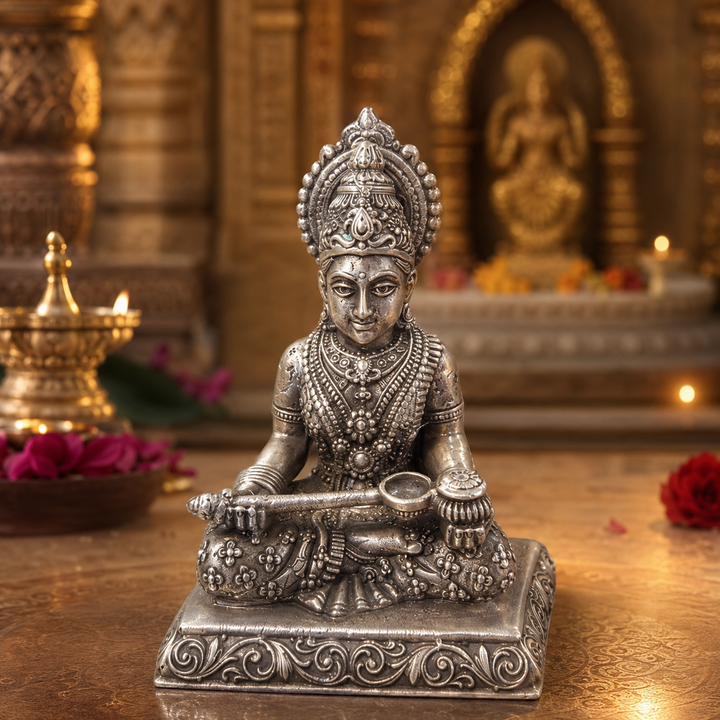925 Sterling Silver Goddess Annapurna Idol – Traditional Devi Murti for Pooja & Gifting - image 2