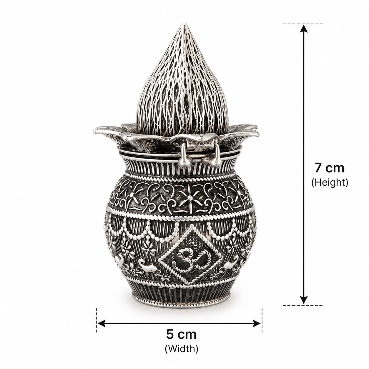 925 Sterling Silver Decorative Kalash with Om Design – Pooja Kalash for Home Temple & Gifting - image 3