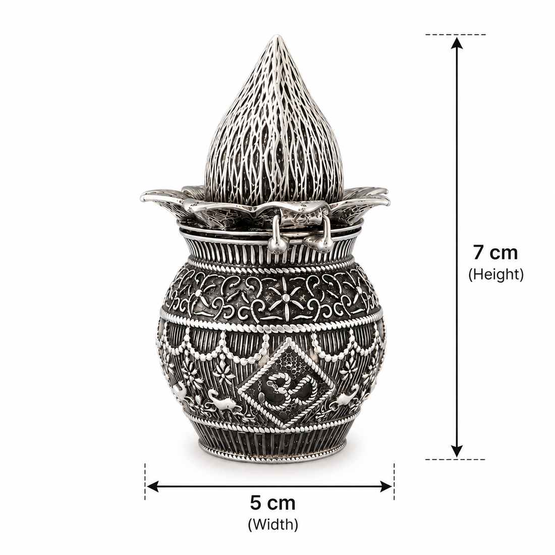 925 Sterling Silver Decorative Kalash with Om Design – Pooja Kalash for Home Temple & Gifting - image 3