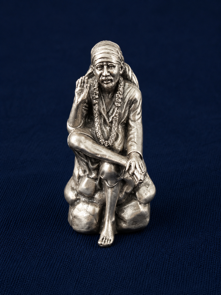 925 Sterling Silver Shirdi Sai Baba Idol – Oxidized Murti for Home Temple, Pooja & Gifting - image 1