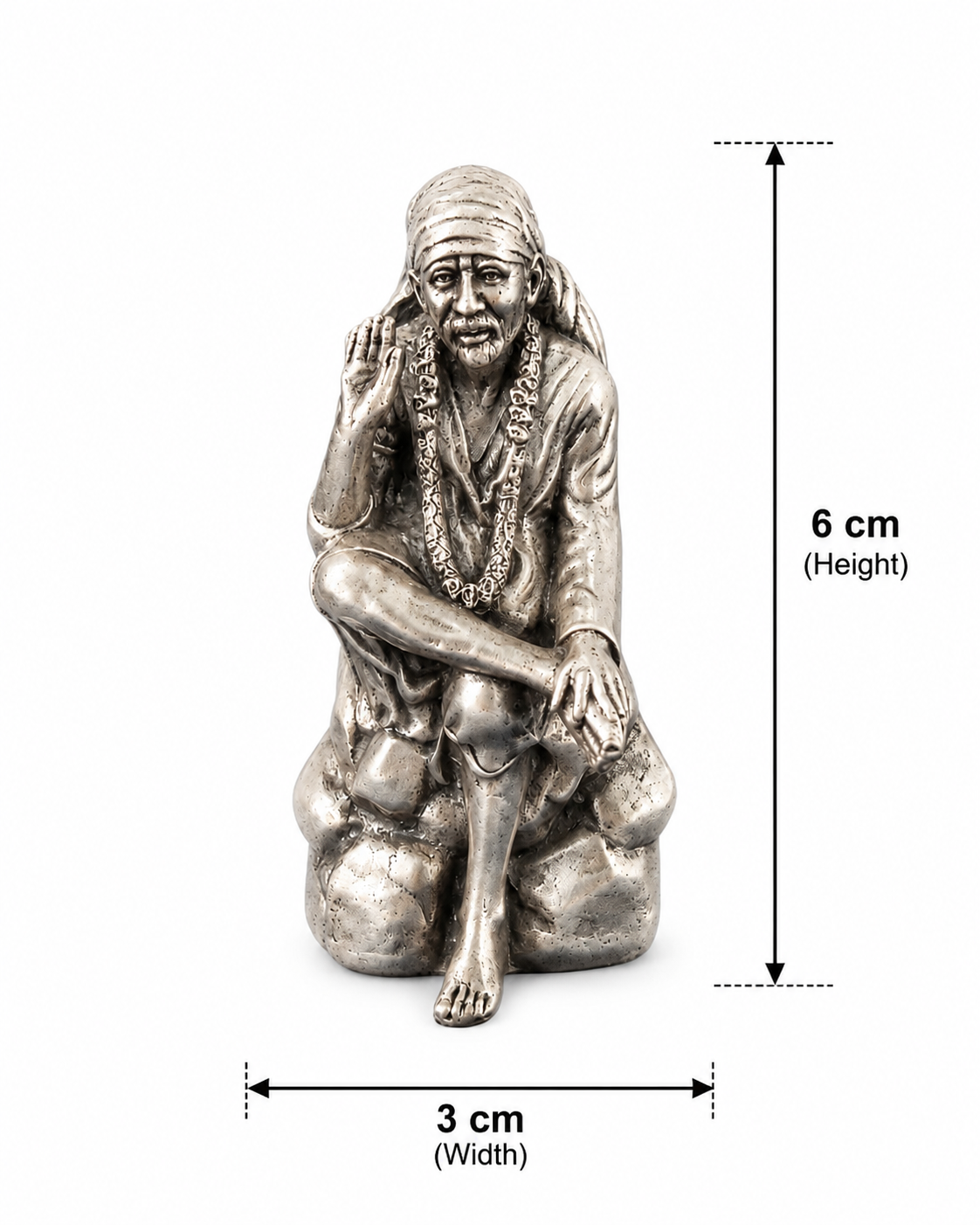 925 Sterling Silver Shirdi Sai Baba Idol – Oxidized Murti for Home Temple, Pooja & Gifting - image 3