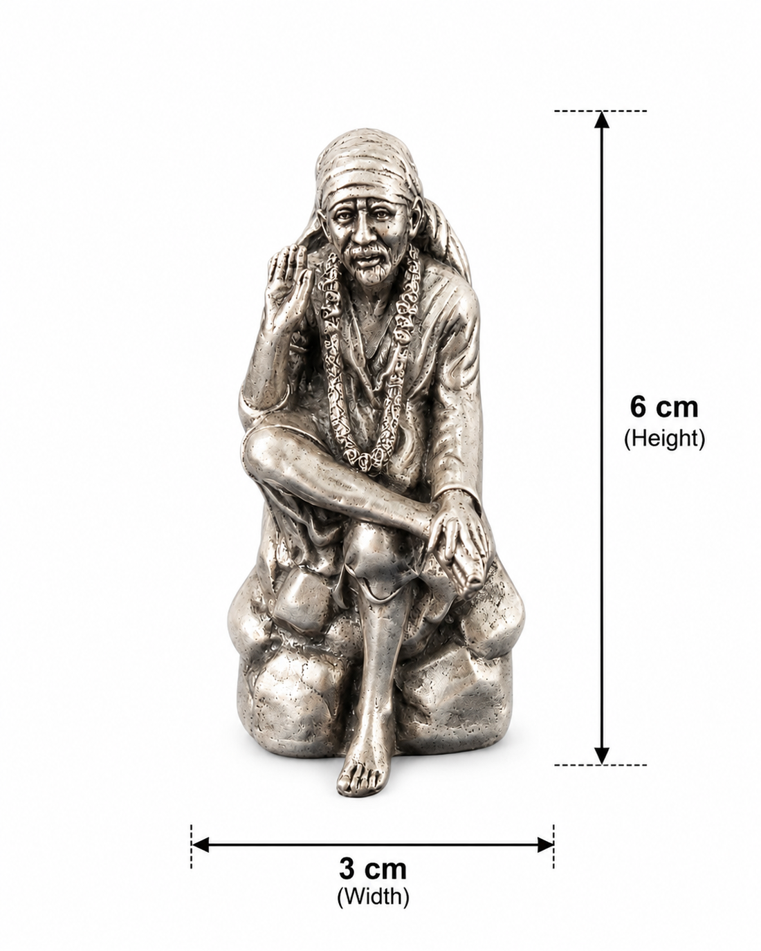 925 Sterling Silver Shirdi Sai Baba Idol – Oxidized Murti for Home Temple, Pooja & Gifting - image 3