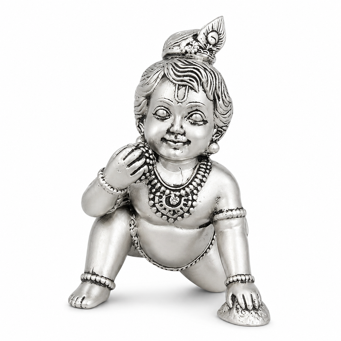 925 Sterling Silver Bal Krishna Crawling Idol – Laddu Gopal Murti for Pooja & Gifting - image 1