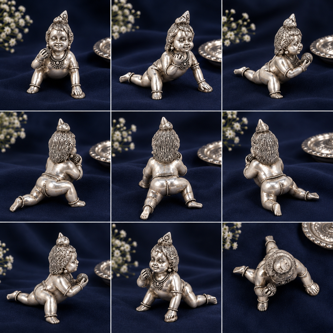925 Sterling Silver Bal Krishna Crawling Idol – Detailed Laddu Gopal Murti for Home Temple - image 2