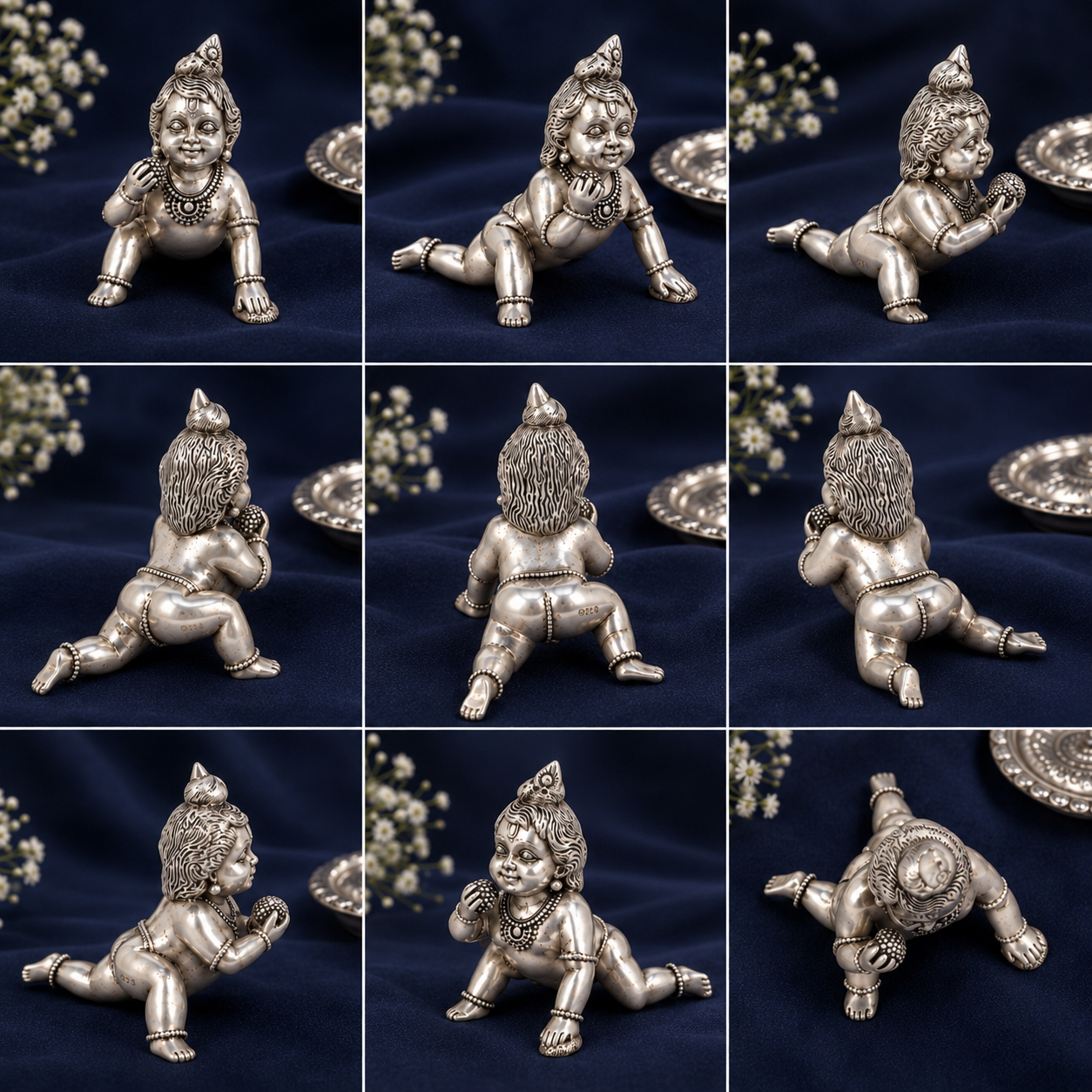 925 Sterling Silver Bal Krishna Crawling Idol – Small Laddu Gopal Murti for Home Temple & Gifting - image 2