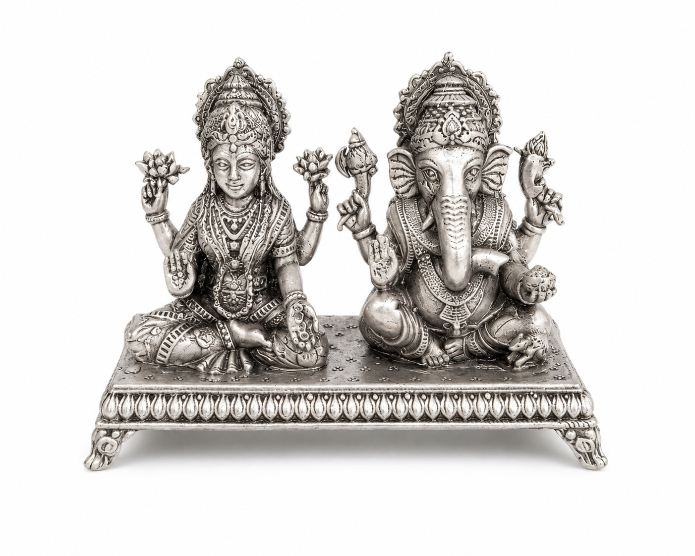 925 Sterling Silver Lakshmi Ganesha Idol – Divine Pair for Pooja, Home Temple & Gifting - image 1