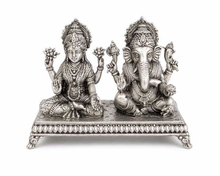 925 Sterling Silver Lakshmi Ganesha Idol – Divine Pair for Pooja, Home Temple & Gifting - image 1