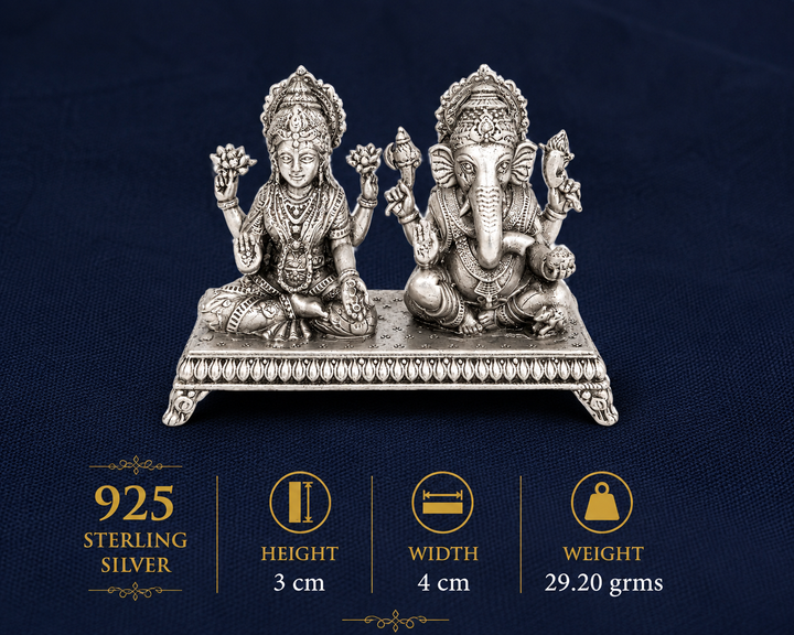 925 Sterling Silver Lakshmi Ganesha Idol – Divine Pair for Pooja, Home Temple & Gifting - image 2