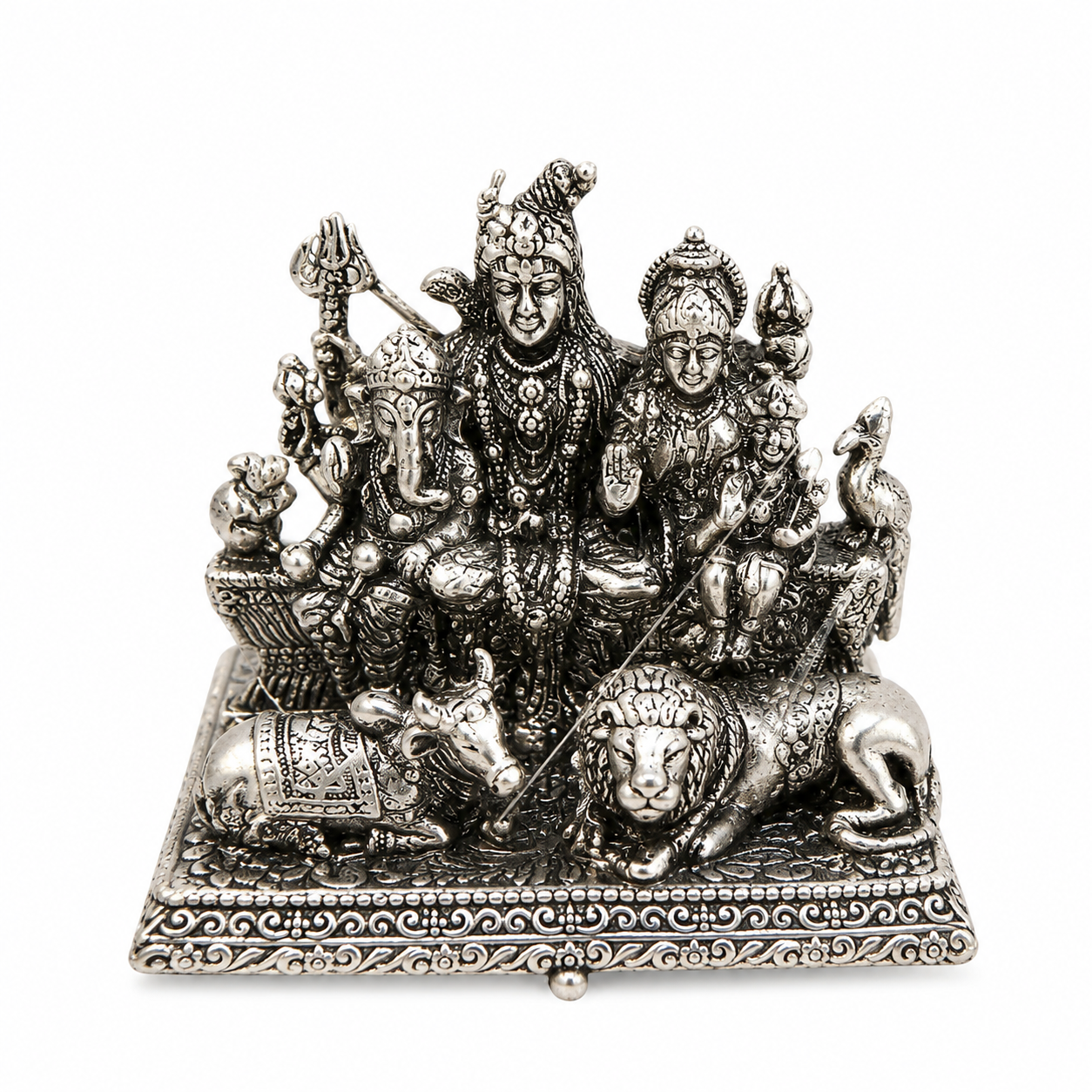 925 Sterling Silver Shiv Parivar Idol – Shiva Family Murti for Home Temple, Pooja & Gifting - image 1