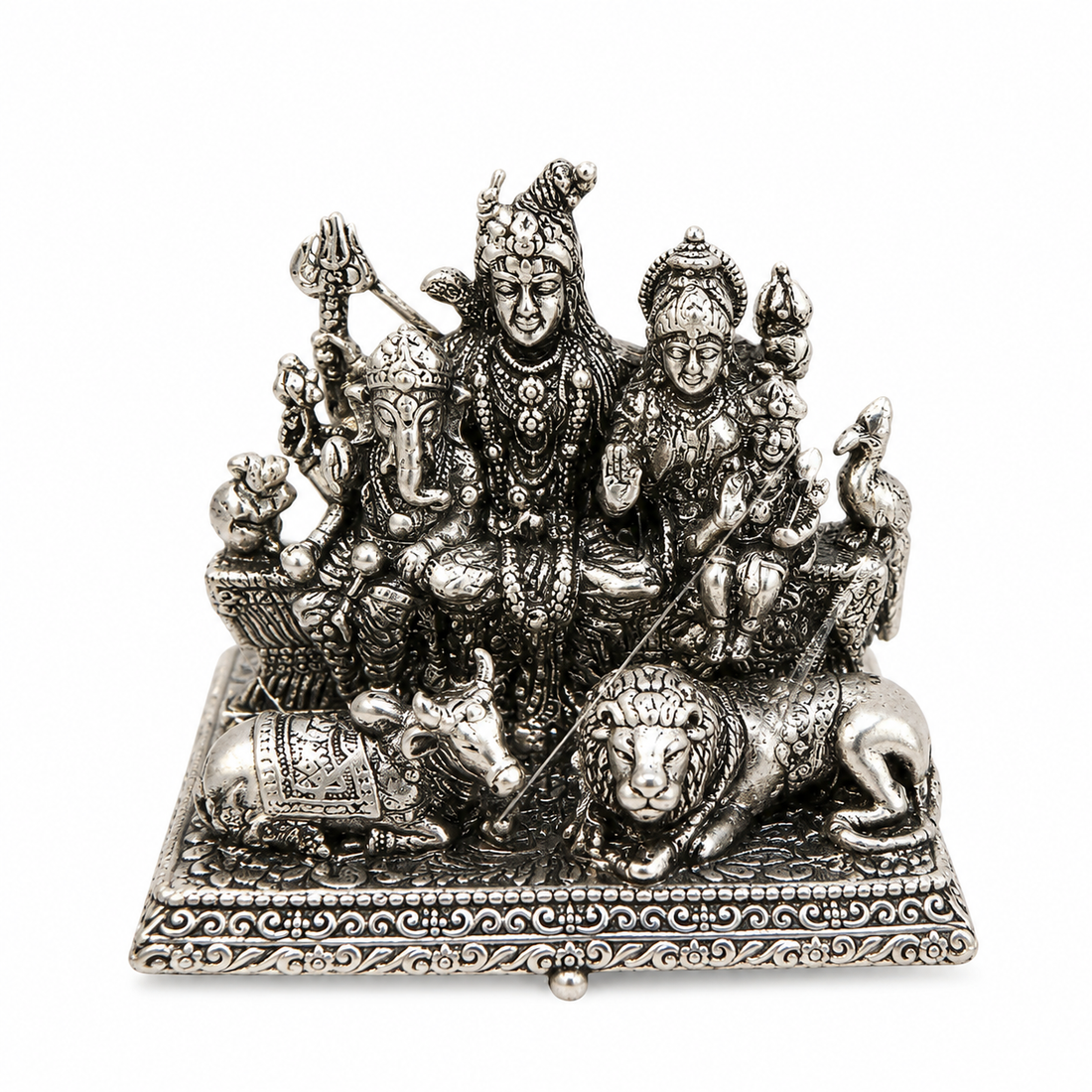 925 Sterling Silver Shiv Parivar Idol – Shiva Family Murti for Home Temple, Pooja & Gifting - image 1