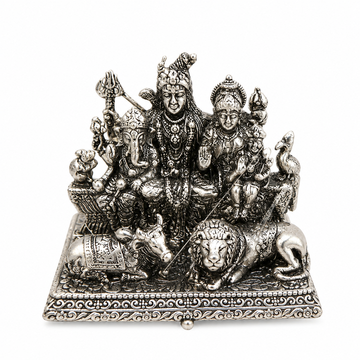 925 Sterling Silver Shiv Parivar Idol – Shiva Family Murti for Home Temple, Pooja & Gifting - image 1