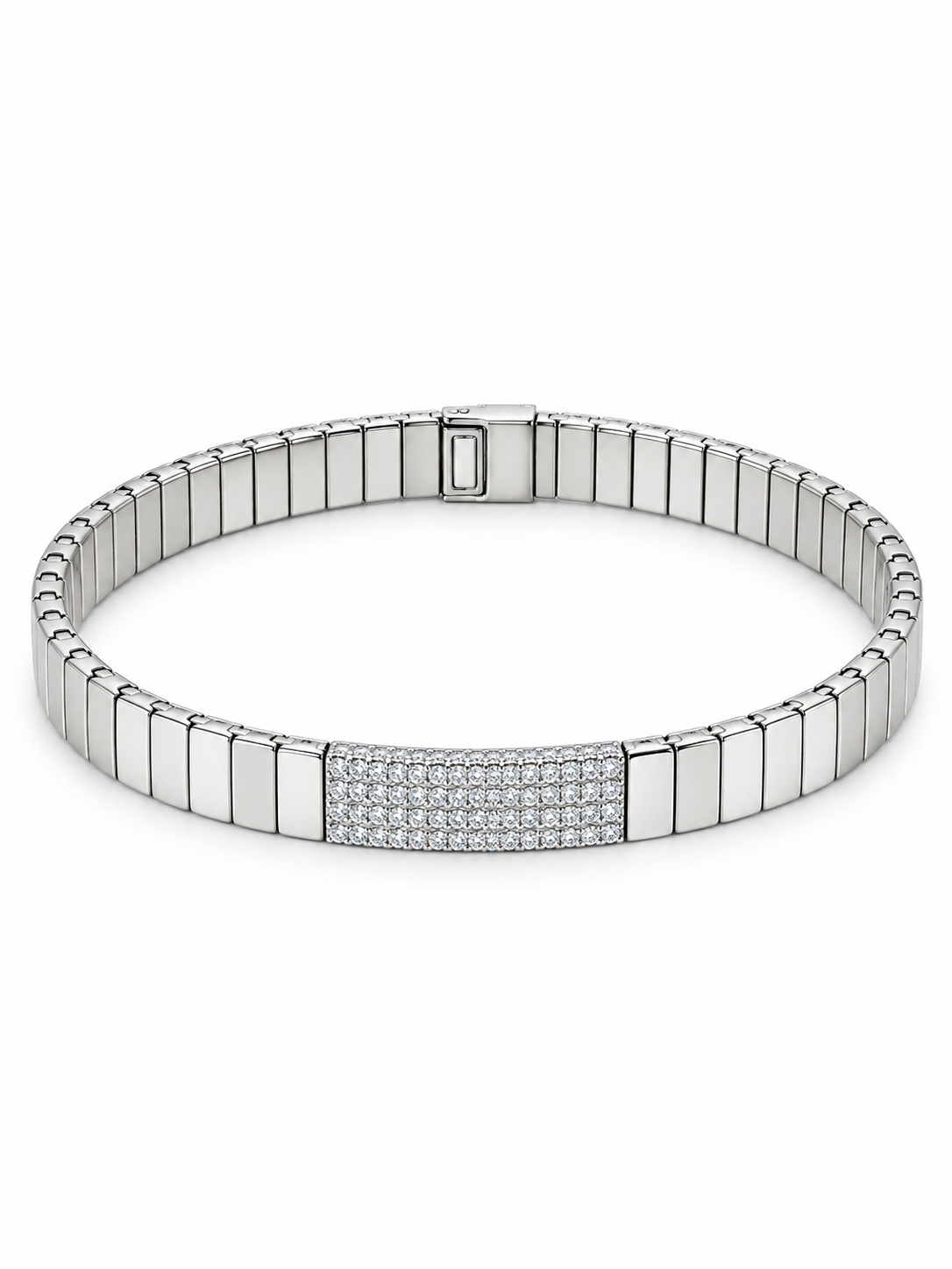 Men’s 925 Sterling Silver CZ Studded Link Bracelet