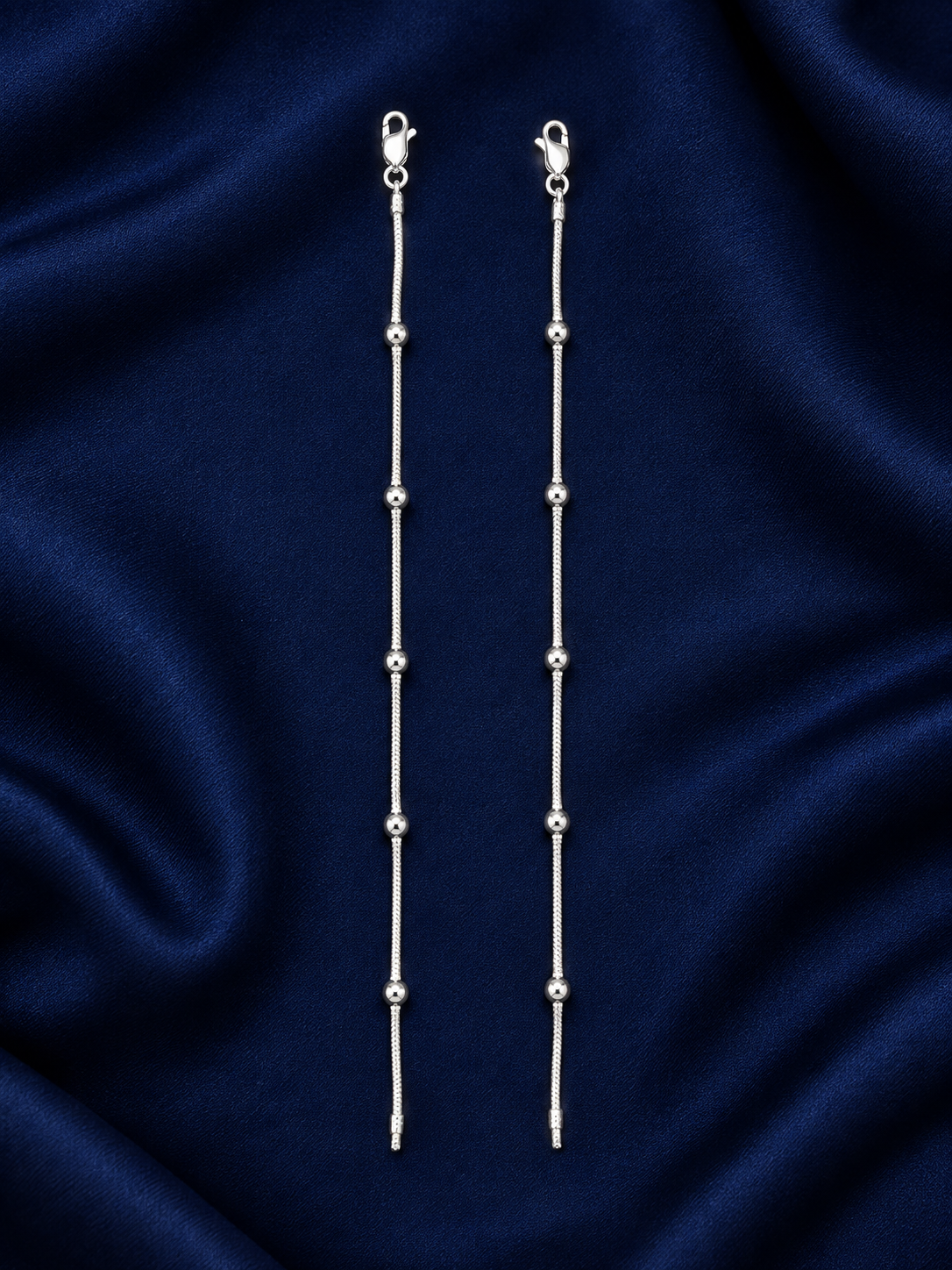 925 Sterling Silver Kids Payal with Beaded Design – Pair