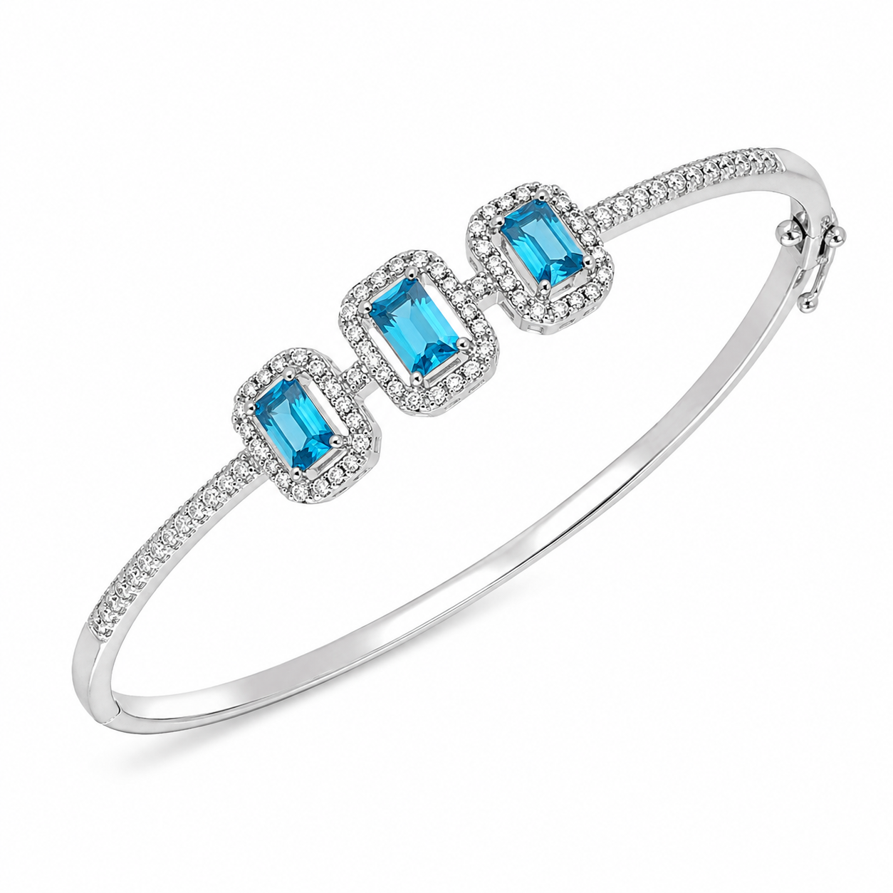 925 Sterling Silver Women's Kada with Blue Stone