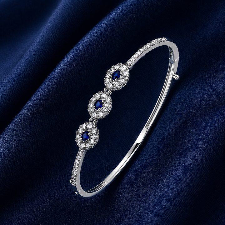 925 Sterling Silver Women's Kada with 3 Stones