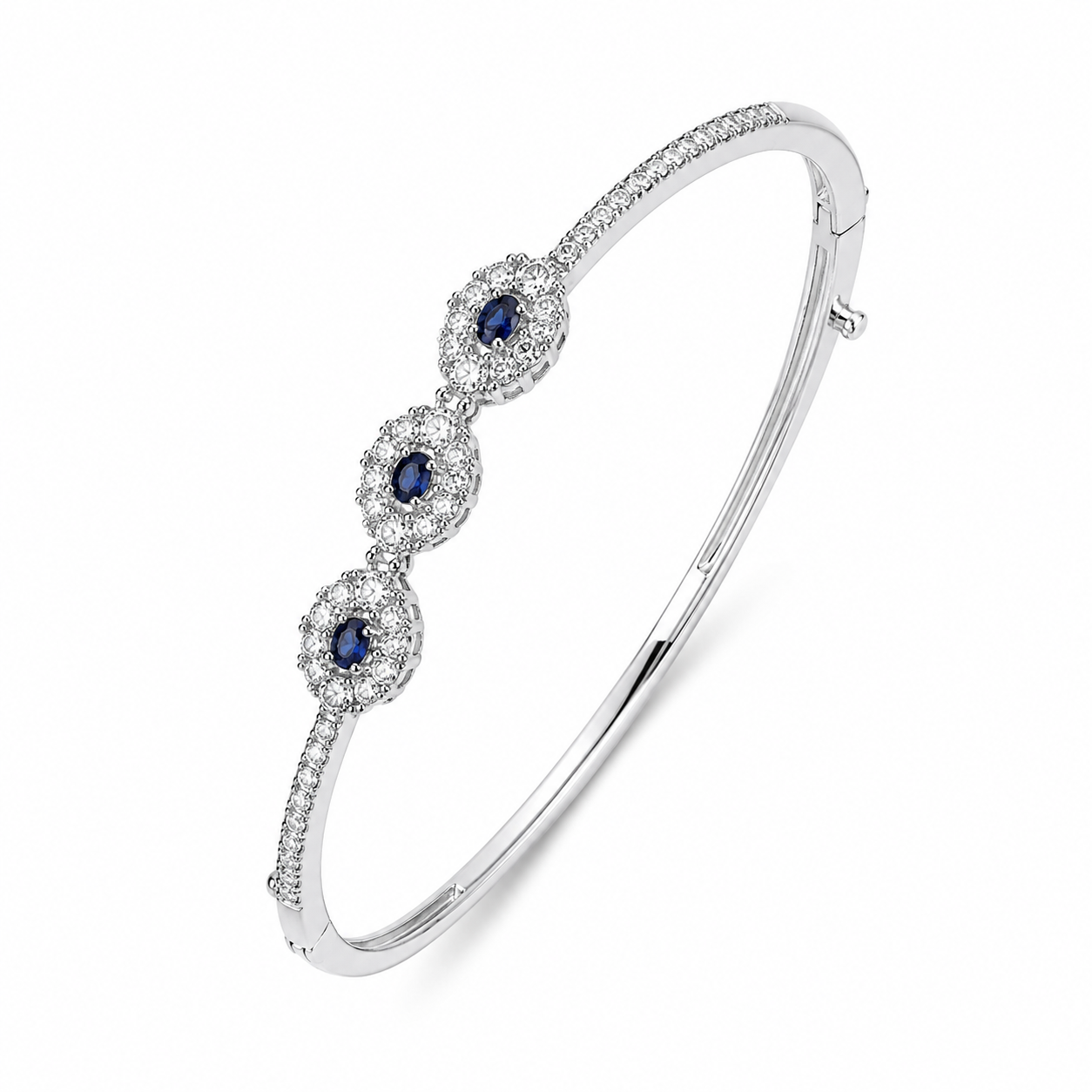 925 Sterling Silver Women's Kada with 3 Stones