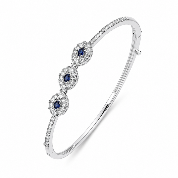 925 Sterling Silver Women's Kada with 3 Stones