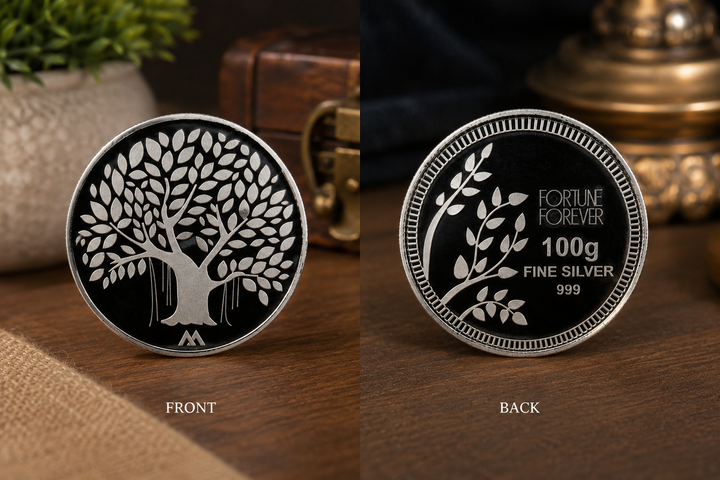 100g 999 Fine Silver Tree of Life Coin – Fortune Forever Premium Silver Coin for Gifting & Investment