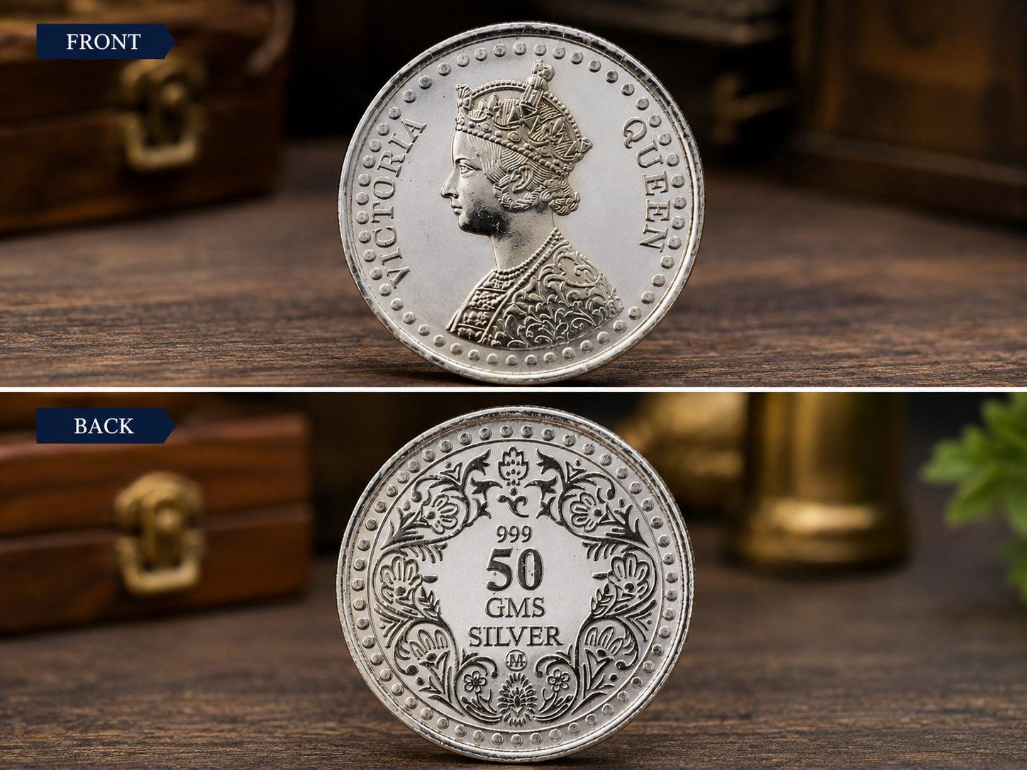 50g 999 Pure Silver Royal Queen Portrait Coin – Vintage Style Premium Silver Coin for Gifting & Collection