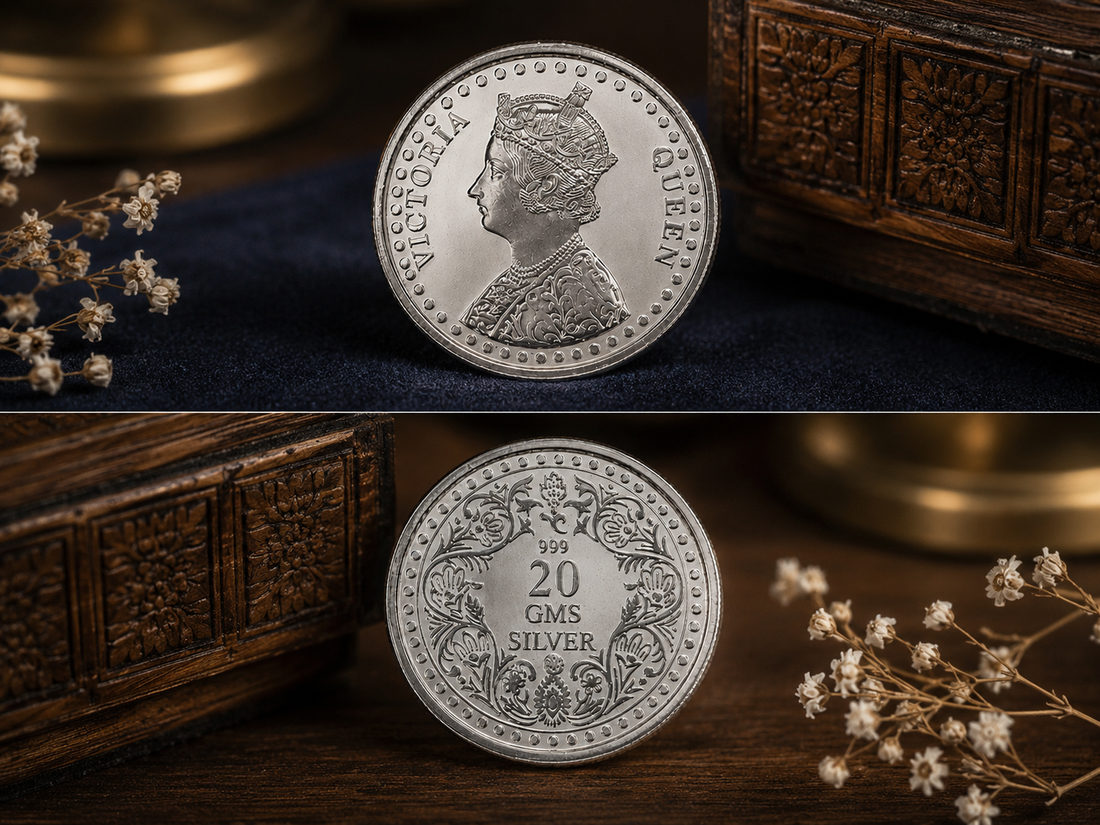 20g 999 Pure Silver Victoria Queen Coin – Vintage Royal Design Silver Coin for Gifting & Collection