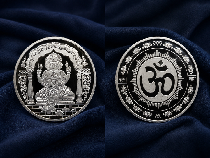 20g 999 Pure Silver Lord Ganesha Om Shubh Labh Coin – Auspicious Silver Coin for Pooja & Gifting