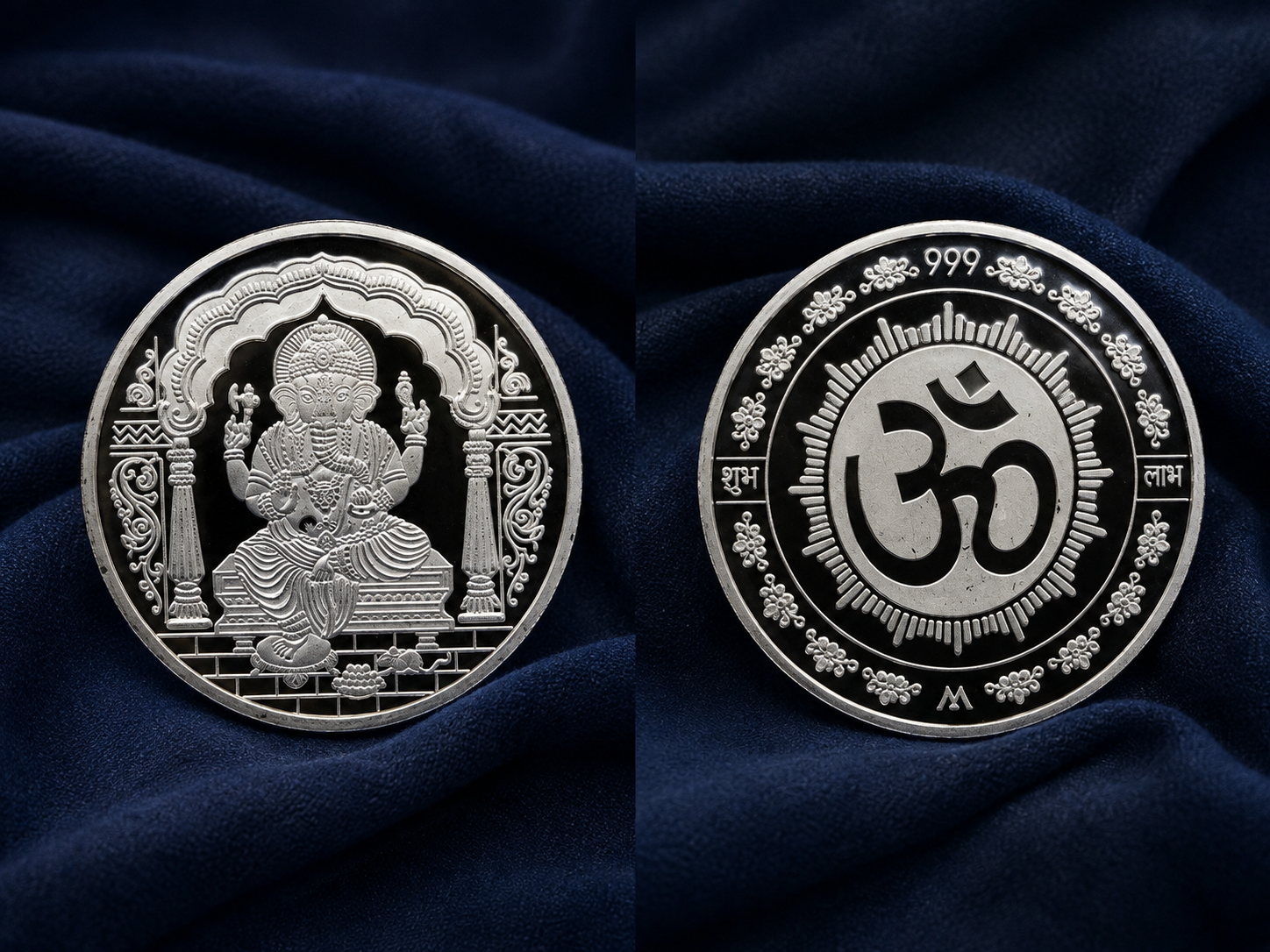 10g 999 Pure Silver Lord Ganesha Om Shubh Labh Coin – Auspicious Silver Coin for Pooja & Gifting