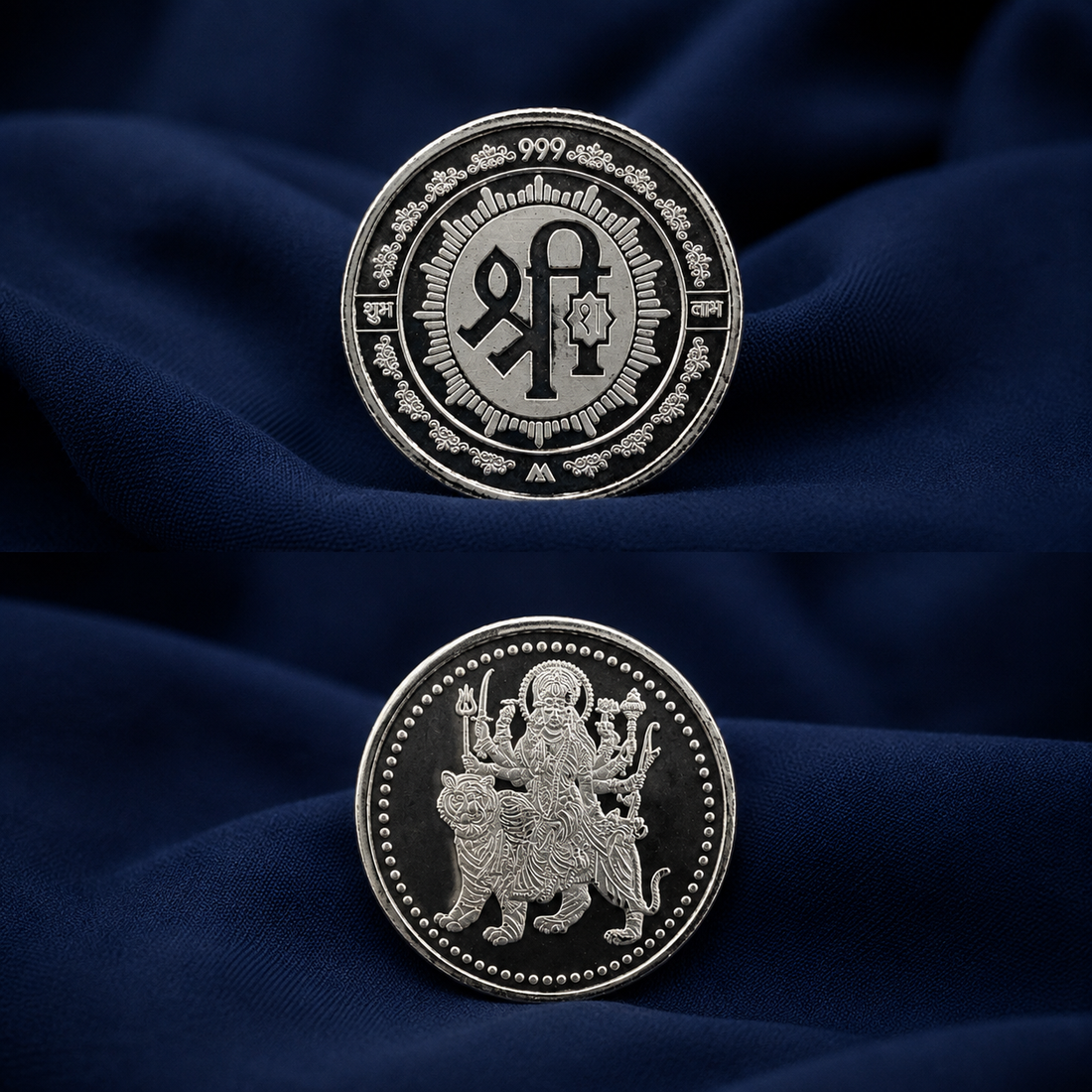 2.5g 999 Pure Silver Maa Durga Shree Shubh Labh Coin – Auspicious Silver Coin for Pooja & Gifting